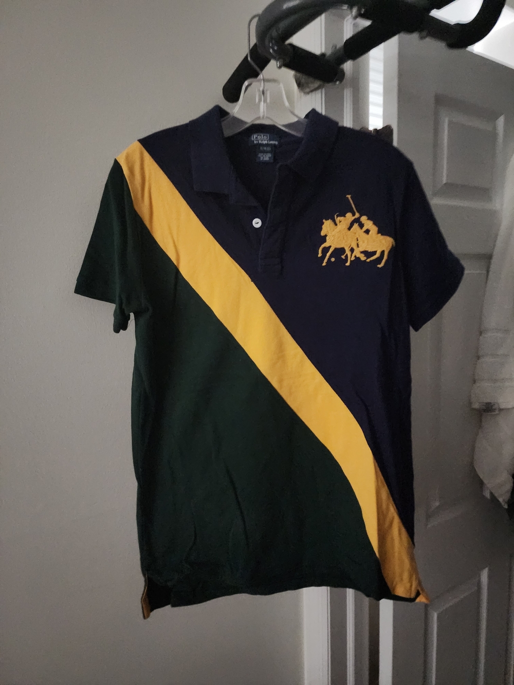 Ralph Lauren Navy, Green & Yellow Diagonal Polo Shirt